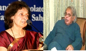 Writer Nayantara Sahgal (l) and poet Ashok Vajpeyi 